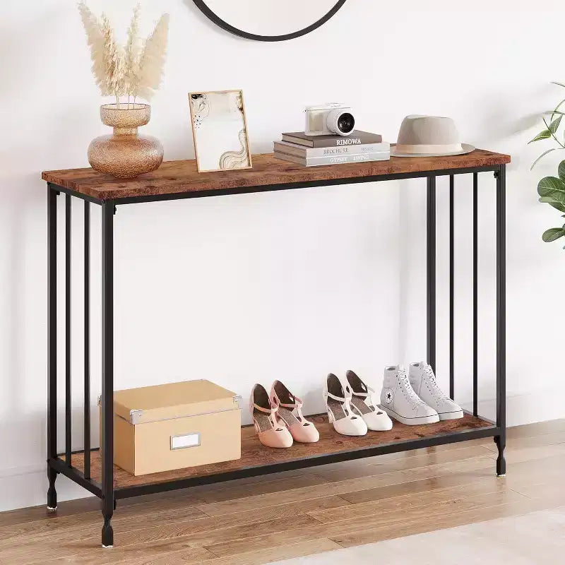 COZONY 41.5 Tavolino Consolle Stretto con Ripiano, Tavolo Slim da Ingresso per Corridoio, Dietro il Divano, Foyer