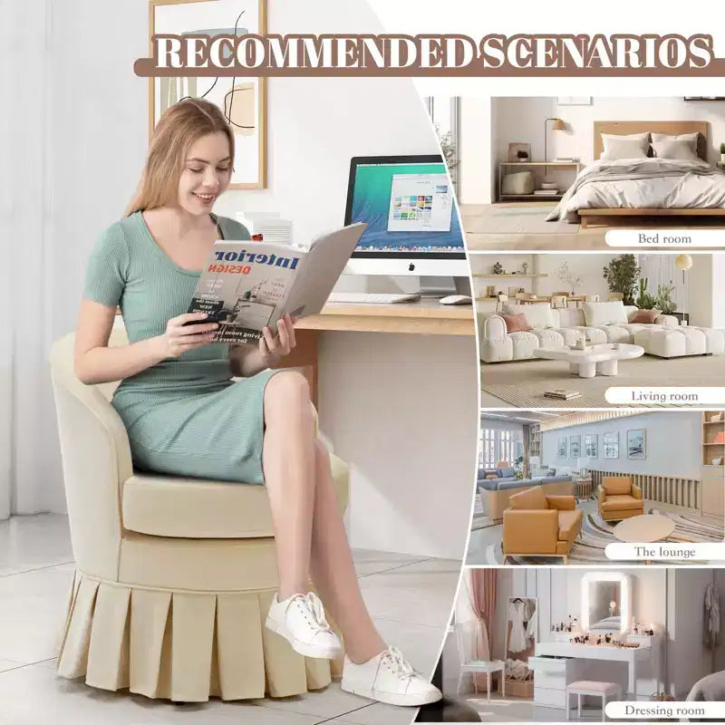 Poltrona moderna di metà secolo, scrivania piccola e carina, sedia da trucco accogliente, sedia comoda per camera da letto, soggiorno, piccoli spazi
