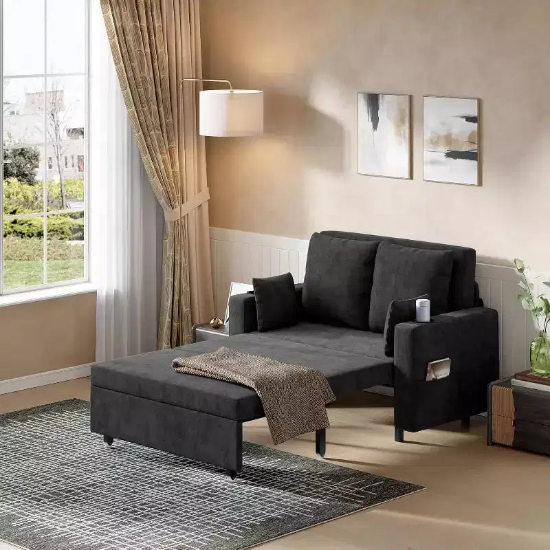 Divano Letto Convertibile 3-in-1 con Portabicchieri e USB per Soggiorno, Camera da Letto, Appartamento