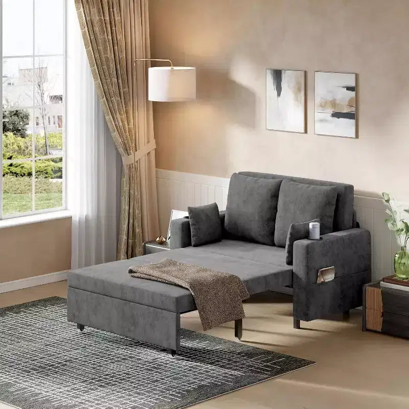 Divano Letto Convertibile 3-in-1 con Portabicchieri e USB per Soggiorno, Camera da Letto, Appartamento