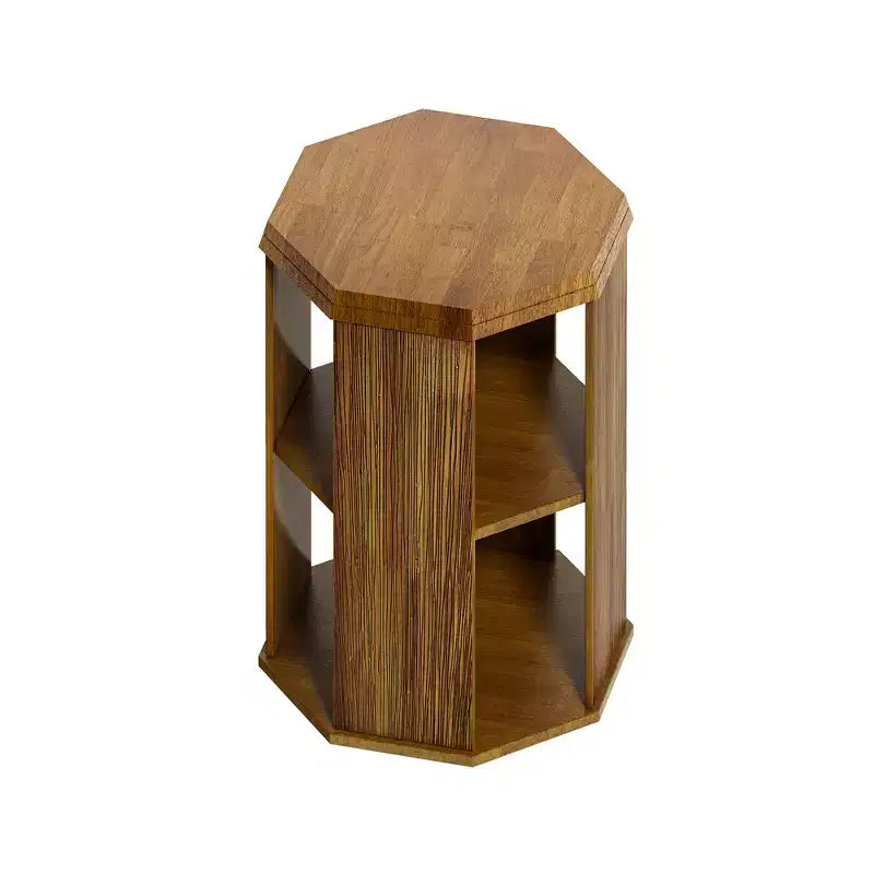 Tavolino da Caffè Ottagonale Rustico da 31,5 Pollici, Tavolo Centrale in Legno di Gomma dal Design Moderno per Soggiorno e Ufficio