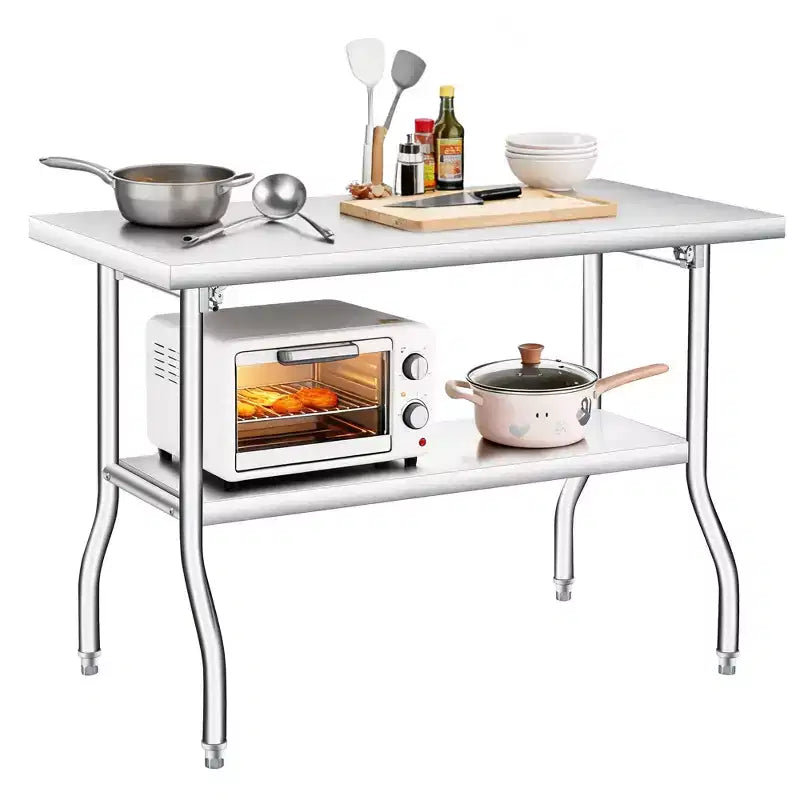 Tavolo pieghevole in acciaio inossidabile Acekool, banco da lavoro portatile resistente, nessun assemblaggio, per cucina, lavanderia, campeggio, garage