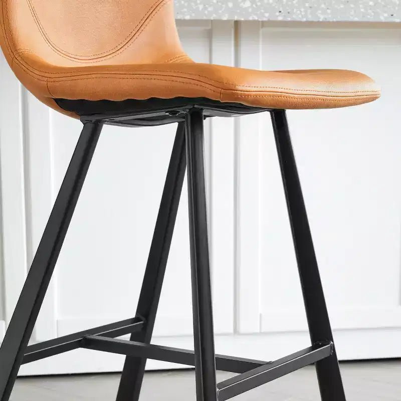 Set di 2 sgabelli da bancone con robusto telaio in metallo nero, sgabelli da bancone per isola cucina, mobile bar o ristorante-Panipeachy