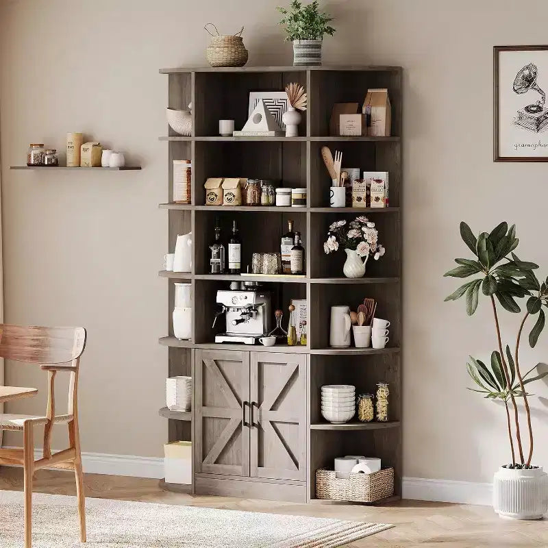 Libreria moderna a 75 scomparti con armadietto, libreria in legno a 6 ripiani con ante e mensole regolabili per camera da letto, cameretta o sala giochi