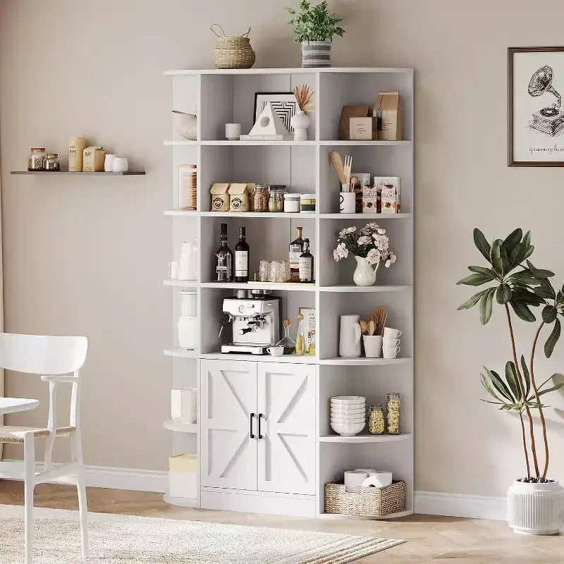 Libreria moderna a 75 scomparti con armadietto, libreria in legno a 6 ripiani con ante e mensole regolabili per camera da letto, cameretta o sala giochi