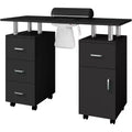 Tavolo Manicure con Aspiratore Elettrico per Polveri, Tavolo Unghie 42" Postazione per Salone di Bellezza con Ruote Bloccabili, Bracciolo, 4 Cassetti Portaoggetti, Piano Resistente