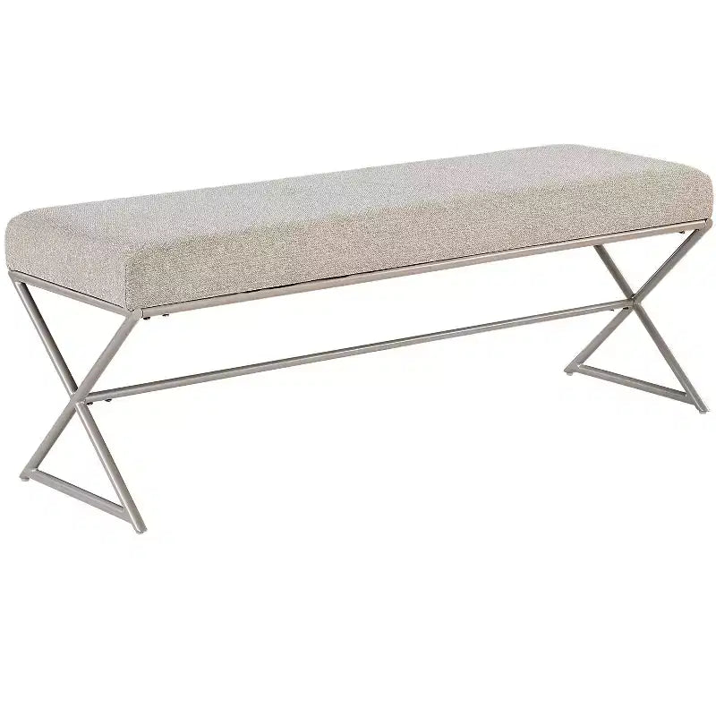 Okak Pouf Moderno Singolo Imbottito in Ecopelliccia con Gambe in Metallo, Poggiapiedi Imbottito Panca Porta Scarpe per Camera da Letto, Ingresso