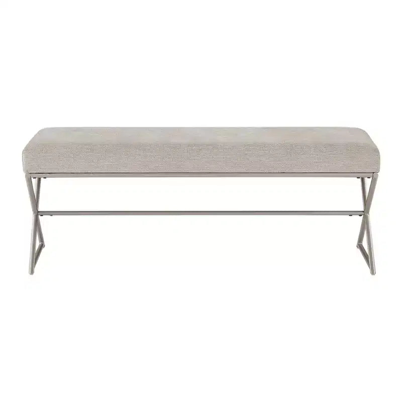 Okak Pouf Moderno Singolo Imbottito in Ecopelliccia con Gambe in Metallo, Poggiapiedi Imbottito Panca Porta Scarpe per Camera da Letto, Ingresso