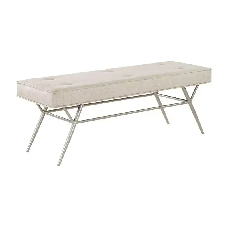 Okak Pouf Moderno Singolo Imbottito in Ecopelliccia con Gambe in Metallo, Poggiapiedi Imbottito Panca Porta Scarpe per Camera da Letto, Ingresso