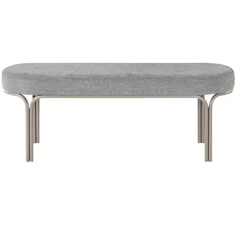 Okak Pouf Moderno Singolo Imbottito in Ecopelliccia con Gambe in Metallo, Poggiapiedi Imbottito Panca Porta Scarpe per Camera da Letto, Ingresso