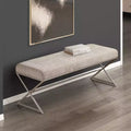 Okak Modern Single Faux Fur Upholstery Ottoman with Metal Legs,Upholstered Footstool Shoe Bench for Bedroom,Hallway