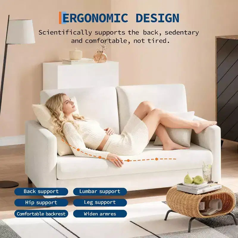 Divano Loveseat, divanetto moderno di metà secolo per piccoli spazi, struttura in legno, montaggio senza attrezzi, divano comodo per camera da letto, soggiorno