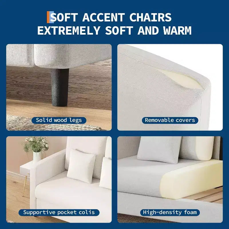 Divano Loveseat, divanetto moderno di metà secolo per piccoli spazi, struttura in legno, montaggio senza attrezzi, divano comodo per camera da letto, soggiorno