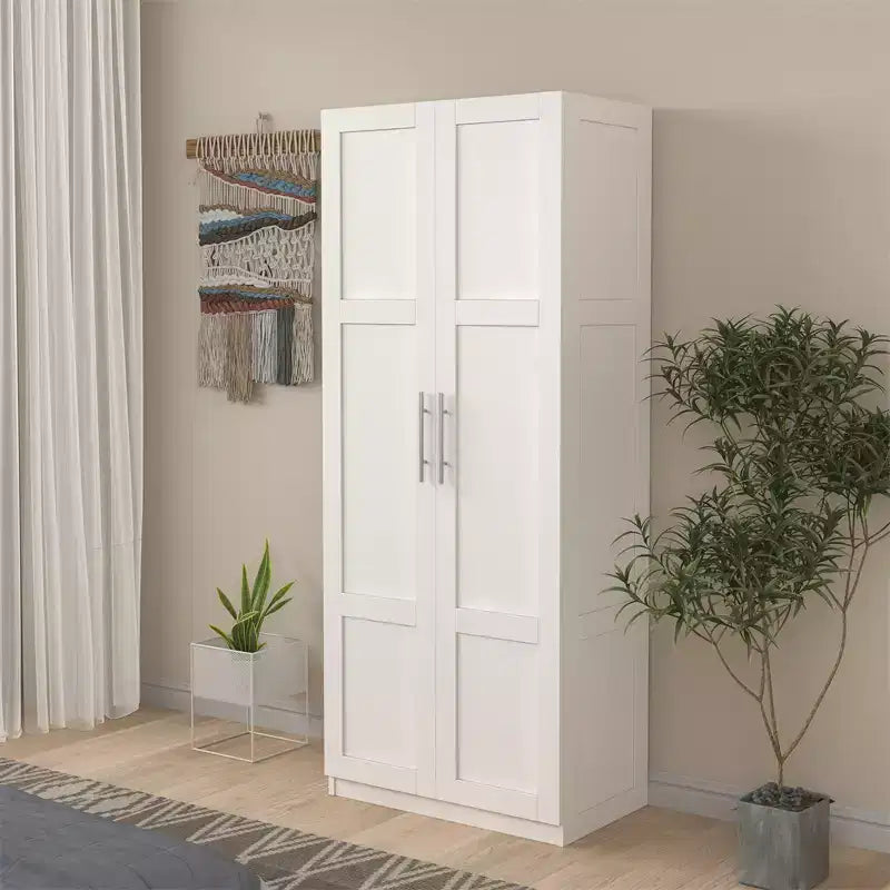 Armadio alto a 2 ante, mobile contenitore contemporaneo con ripiani, armadio e mobile freestanding per camera da letto