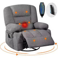 Recliner Chair for Adults with Massage & Heating, 360 Swivel Glider, Extra Wide Manual Recliner, Chenille Fabric Sofa Chair for Living Room