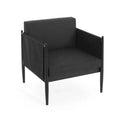 Mid Century Modern Dining Accent Chair, Water-Resistant Upholstered Club Chair with Aluminum Frame, Dark Grey Armchair for Living Room Cafe