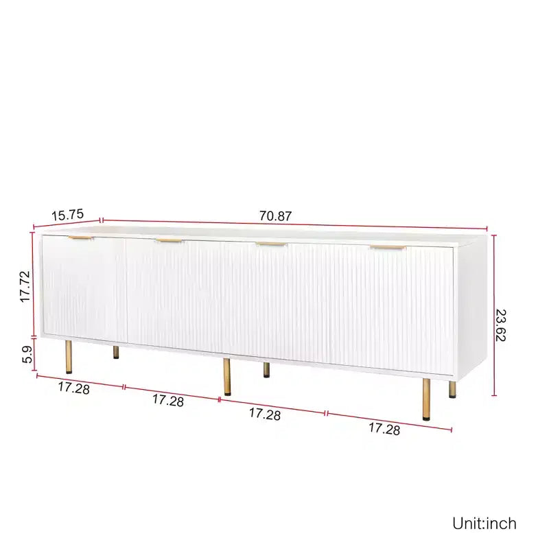 JVNOXK Mobile TV moderno bianco caldo da 180 cm, adatto per TV da 80 pollici, quattro cassetti per una comoda conservazione, adatto per soggiorni e camere da letto