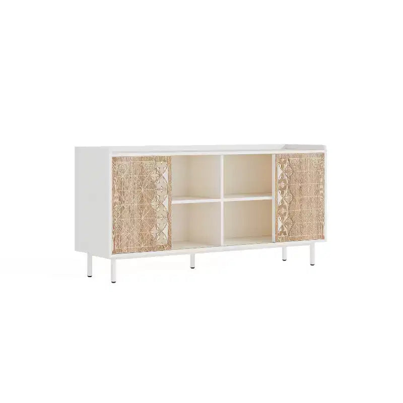 Credenza in Legno Massello Stile Medievale con Ante Scorrevoli, Perfetta come Mobile TV, Contenitore o Mobile Decorativo per il Soggiorno