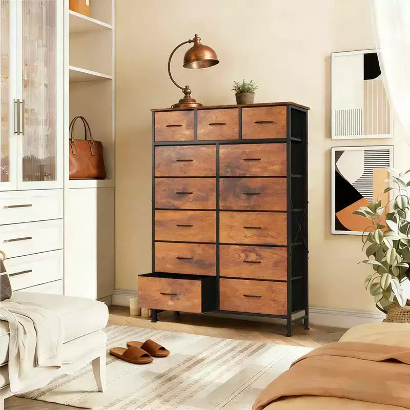 MAYEERTY Torre portaoggetti in tessuto a 13 cassetti, alta 144 cm, robusto mobile organizer