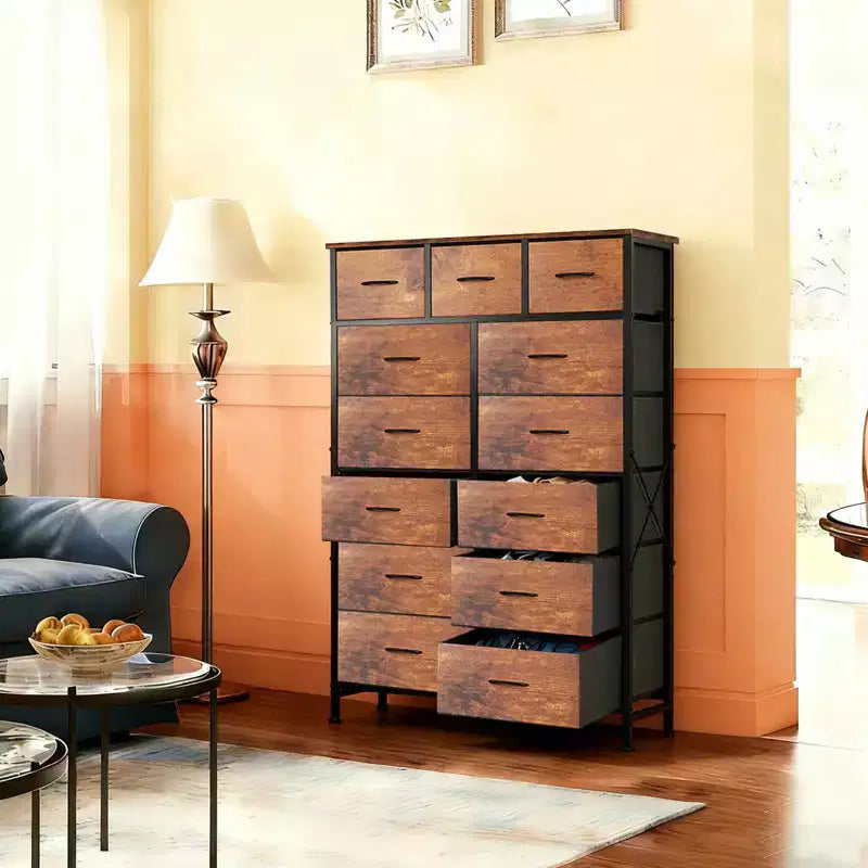 MAYEERTY Torre portaoggetti in tessuto a 13 cassetti, alta 144 cm, robusto mobile organizer