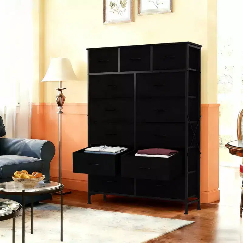 MAYEERTY Torre portaoggetti in tessuto a 13 cassetti, alta 144 cm, robusto mobile organizer