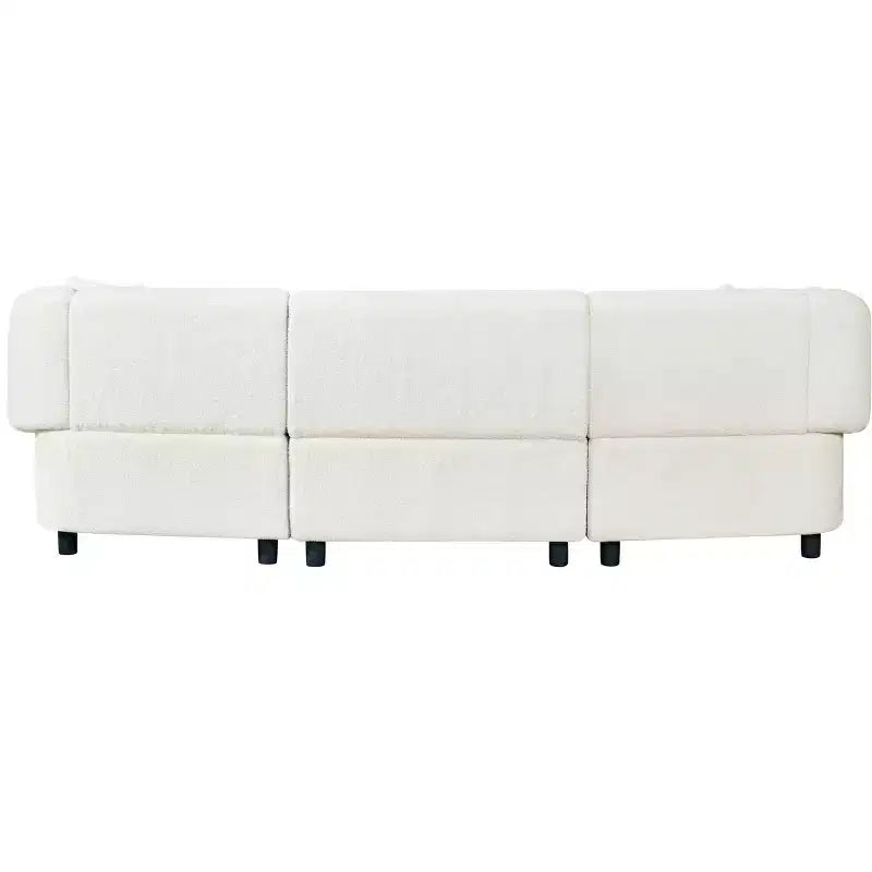 MAYEERTY Divano curvo contemporaneo a 3 posti beige da 250 cm, seduta imbottita, design aerodinamico, struttura resistente per spazi abitativi eleganti