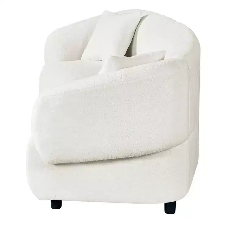 MAYEERTY Divano curvo contemporaneo a 3 posti beige da 250 cm, seduta imbottita, design aerodinamico, struttura resistente per spazi abitativi eleganti