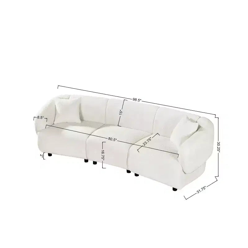 MAYEERTY Divano curvo contemporaneo a 3 posti beige da 250 cm, seduta imbottita, design aerodinamico, struttura resistente per spazi abitativi eleganti