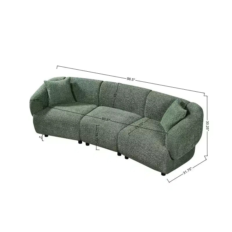 MAYEERTY Divano curvo contemporaneo a 3 posti beige da 250 cm, seduta imbottita, design aerodinamico, struttura resistente per spazi abitativi eleganti