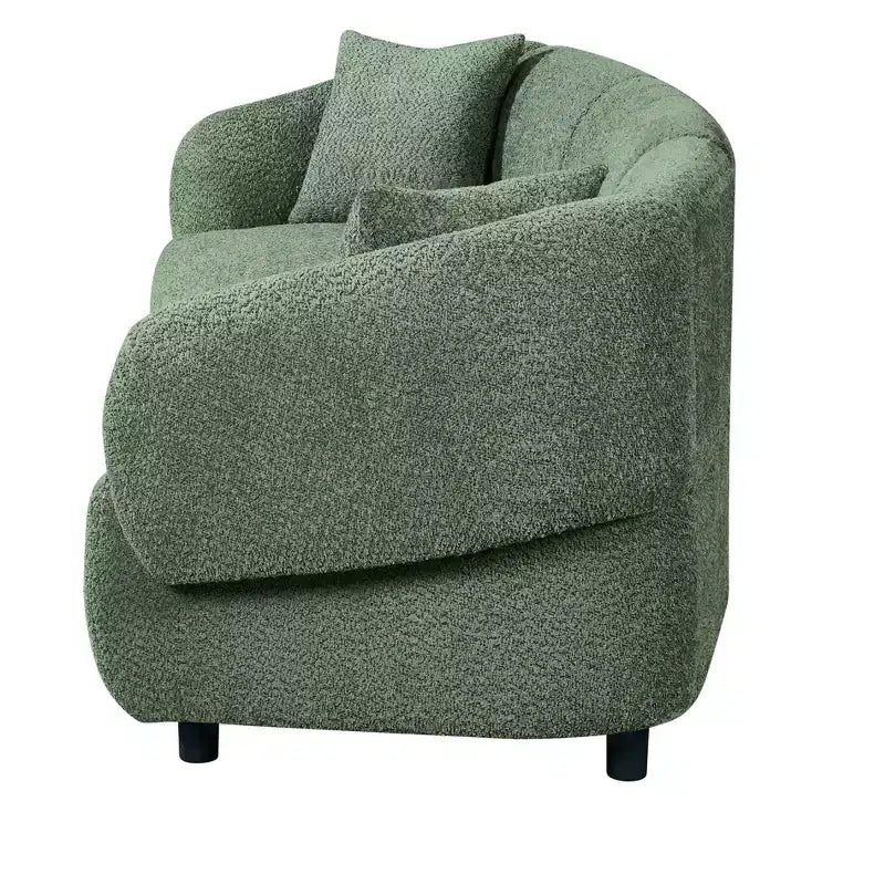 MAYEERTY Divano curvo contemporaneo a 3 posti beige da 250 cm, seduta imbottita, design aerodinamico, struttura resistente per spazi abitativi eleganti