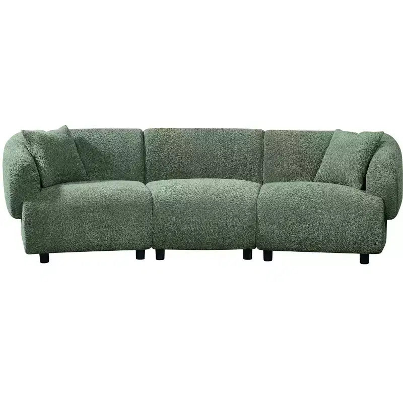 MAYEERTY Divano curvo contemporaneo a 3 posti beige da 250 cm, seduta imbottita, design aerodinamico, struttura resistente per spazi abitativi eleganti