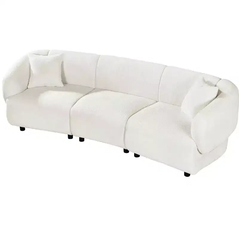 MAYEERTY Divano curvo contemporaneo a 3 posti beige da 250 cm, seduta imbottita, design aerodinamico, struttura resistente per spazi abitativi eleganti