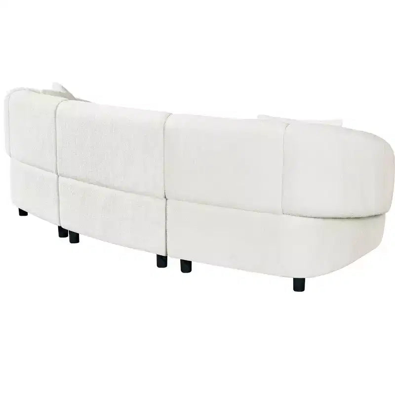 MAYEERTY Divano curvo contemporaneo a 3 posti beige da 250 cm, seduta imbottita, design aerodinamico, struttura resistente per spazi abitativi eleganti