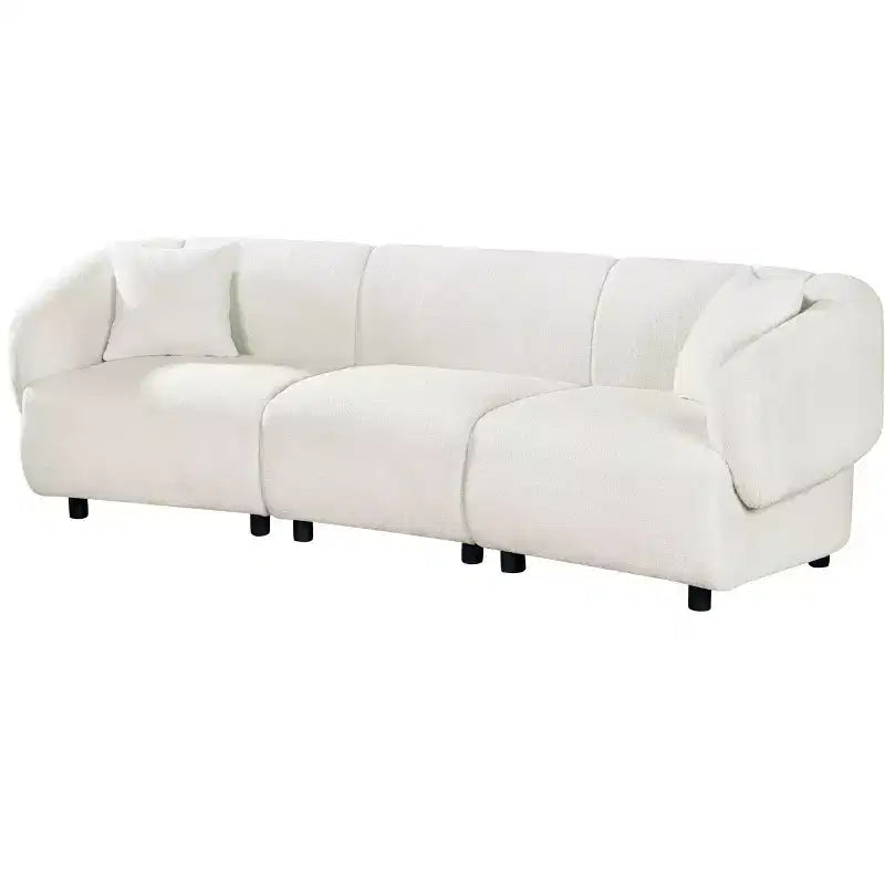 MAYEERTY Divano curvo contemporaneo a 3 posti beige da 250 cm, seduta imbottita, design aerodinamico, struttura resistente per spazi abitativi eleganti