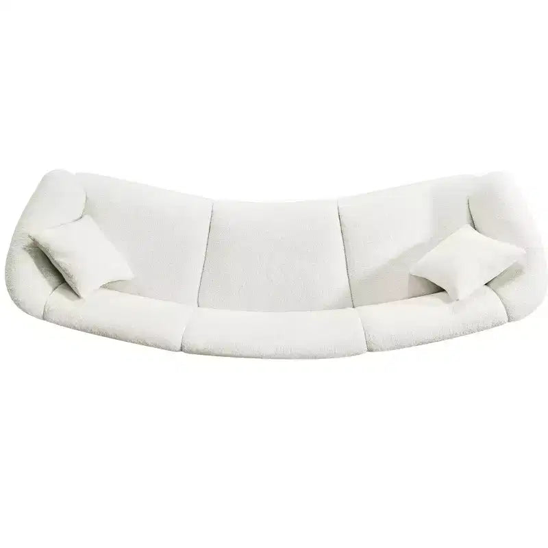 MAYEERTY Divano curvo contemporaneo a 3 posti beige da 250 cm, seduta imbottita, design aerodinamico, struttura resistente per spazi abitativi eleganti