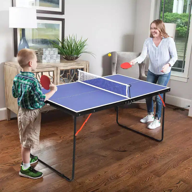 Tavolo da Ping Pong Portatile Blu 137cm C Set da Tennis da Tavolo per Interni/Esterni con Rete, 2 Racchette e 3 Palline per Gioco Professionale/Familiare