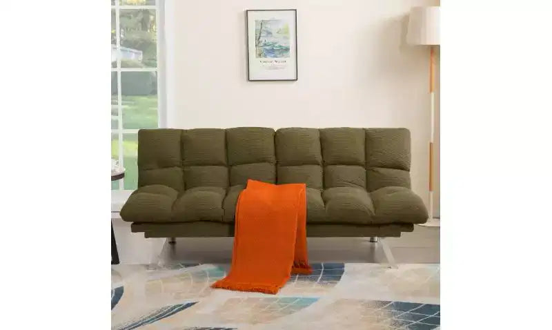 Okak Divano Letto Moderno in Velluto a Coste Convertibile con Schienale e Braccioli Regolabili, Divano Futon Imbottito per Soggiorno, Appartamento