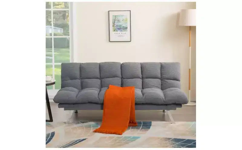 Okak Divano Letto Moderno in Velluto a Coste Convertibile con Schienale e Braccioli Regolabili, Divano Futon Imbottito per Soggiorno, Appartamento