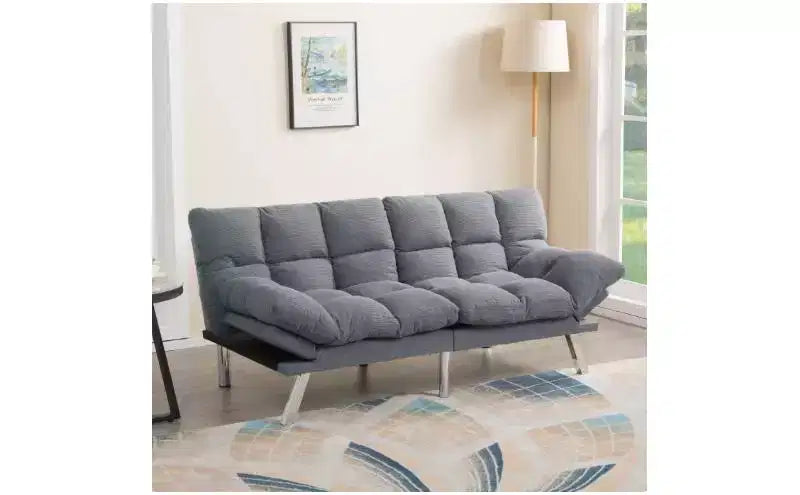 Okak Divano Letto Moderno in Velluto a Coste Convertibile con Schienale e Braccioli Regolabili, Divano Futon Imbottito per Soggiorno, Appartamento