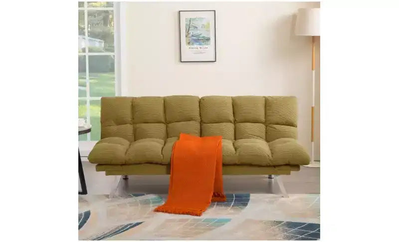 Okak Divano Letto Moderno in Velluto a Coste Convertibile con Schienale e Braccioli Regolabili, Divano Futon Imbottito per Soggiorno, Appartamento