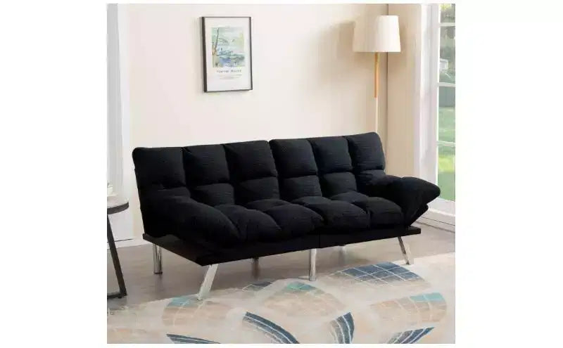 Okak Divano Letto Moderno in Velluto a Coste Convertibile con Schienale e Braccioli Regolabili, Divano Futon Imbottito per Soggiorno, Appartamento