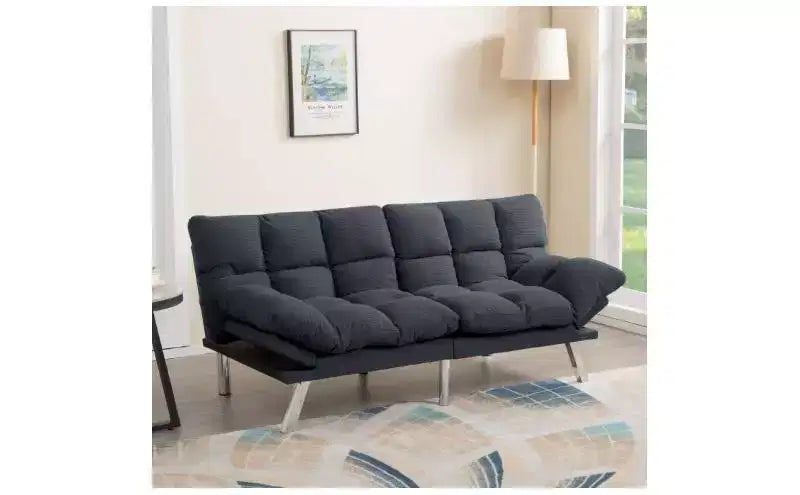 Okak Divano Letto Moderno in Velluto a Coste Convertibile con Schienale e Braccioli Regolabili, Divano Futon Imbottito per Soggiorno, Appartamento