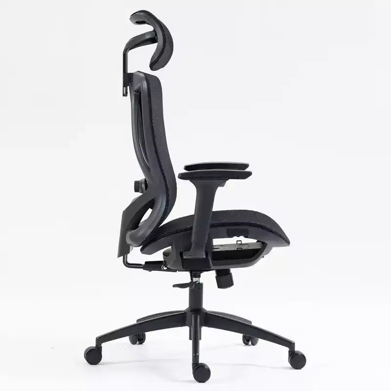 Sedia da ufficio con schienale alto in rete traspirante con braccioli regolabili 3D - Sedia da ufficio regolabile con comfort e stabilità Nera