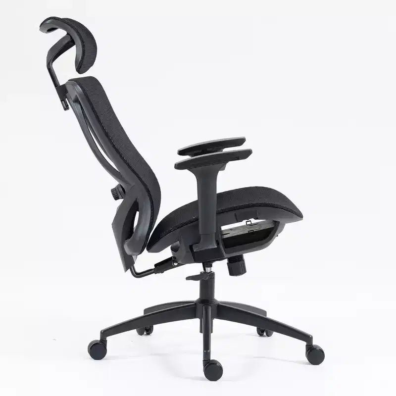 Sedia da ufficio con schienale alto in rete traspirante con braccioli regolabili 3D - Sedia da ufficio regolabile con comfort e stabilità Nera