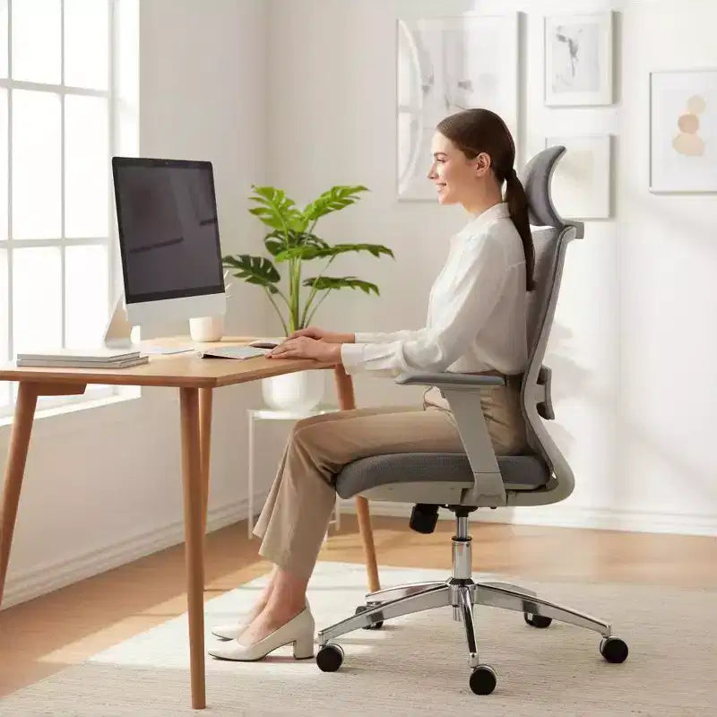 Sedia da ufficio con schienale alto in rete traspirante con braccioli regolabili 3D - Sedia da ufficio regolabile con comfort e stabilità Nera