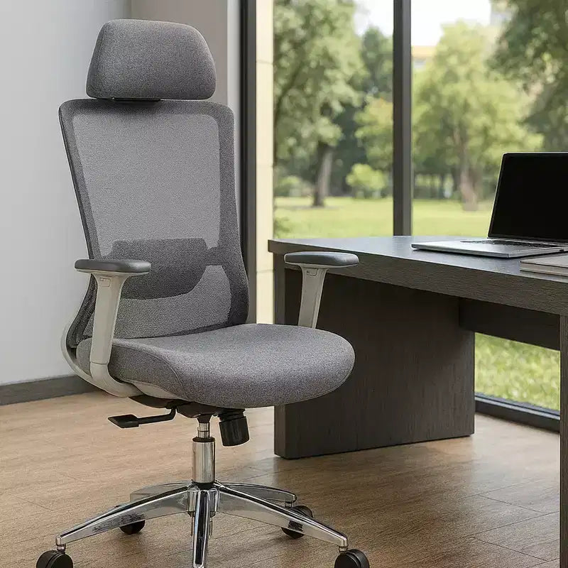 Sedia da ufficio con schienale alto in rete traspirante con braccioli regolabili 3D - Sedia da ufficio regolabile con comfort e stabilità Nera