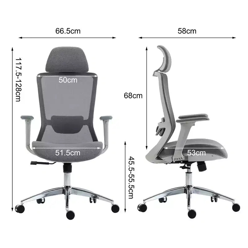 Sedia da ufficio con schienale alto in rete traspirante con braccioli regolabili 3D - Sedia da ufficio regolabile con comfort e stabilità Nera