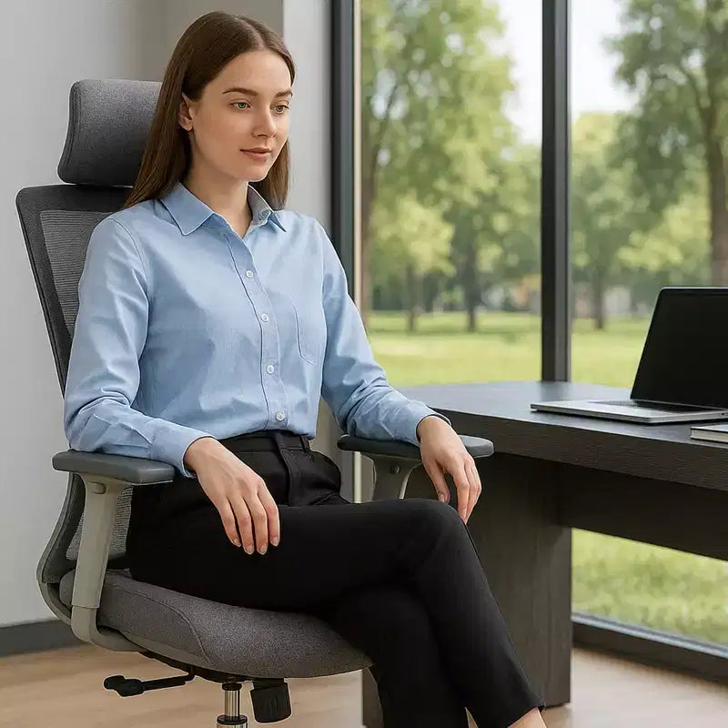 Sedia da ufficio con schienale alto in rete traspirante con braccioli regolabili 3D - Sedia da ufficio regolabile con comfort e stabilità Nera