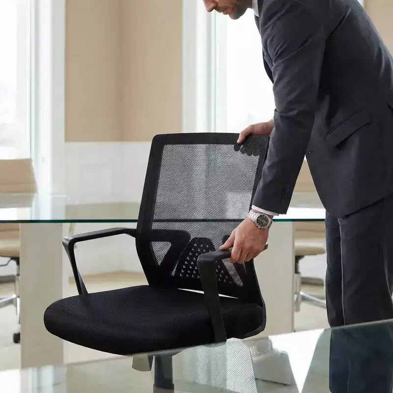 Sedia da ufficio con schienale alto in rete traspirante con braccioli regolabili 3D - Sedia da ufficio regolabile con comfort e stabilità Nera