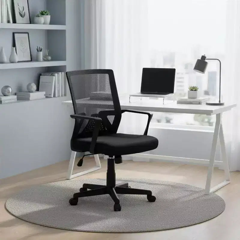 Sedia da ufficio con schienale alto in rete traspirante con braccioli regolabili 3D - Sedia da ufficio regolabile con comfort e stabilità Nera